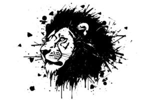 Lion Head Sketch Vintage Portrait in Graffiti Style. Logo Art. vector