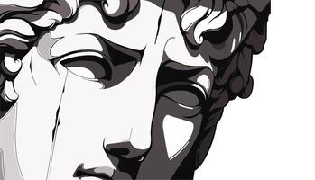 Michelangelo's David statue face color creative illustration. Background design. vector