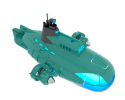 submarino isolado em fundo. 3d Renderização - ilustração png