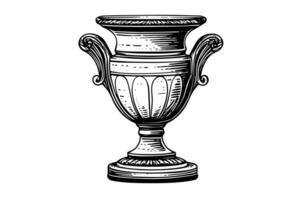 Set of ancient vase hand drawn ink sketch. Engraved style illustration. vector