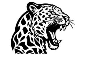 leopardo cabeza logotipo o mascota mano dibujado tinta bosquejo. grabado estilo ilustración. vector
