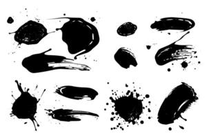 Ink and Paint Dynamic Splash with Black Stain and Grunge Texture. vector