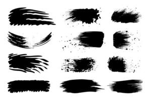 Eroded paintbrush set, brush strokes templates. Grunge design elements for social media. Rectangle text boxes or speech bubbles. Dirty distress texture background. vector