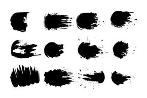 Eroded paintbrush set, brush strokes templates. Grunge design elements for social media. Rectangle text boxes or speech bubbles. Dirty distress texture background. vector