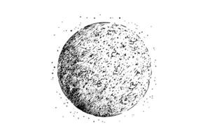 Vintage Moon Sketch Engraved Illustration of the Full Planet. vector