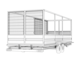 Cage trailer isolated on background. 3d rendering - illustration png