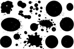 Abstract Black Splash and Splat Background with Ink Blot Texture. vector