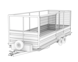 kooi aanhangwagen geïsoleerd Aan achtergrond. 3d renderen - illustratie png