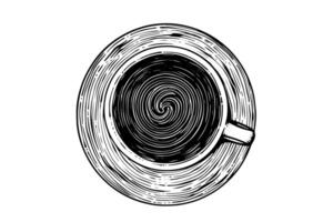 Cup of coffee hand drawn ink sketch. Engraved style illustration. vector