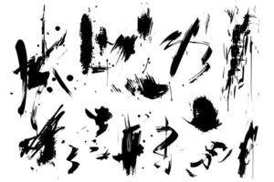 Ink Brush Stroke Splash Set Grunge Elements for Artistic Designs. vector