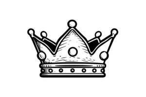 Vintage crown hand drawn ink sketch. Engraved style illustration. vector