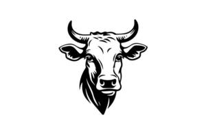 Cow logotype hand drawn ink sketch. Engraving style illustration. vector