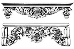 clásico barroco ornamentación Clásico ilustración de arquitectónico moldura y fronteras embalar. vector