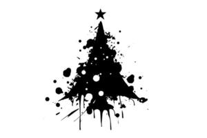 Modern Christmas Tree Grunge Sketch with Abstract Spray Paint Design. vector