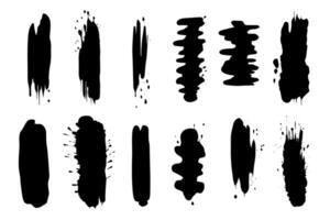 Eroded paintbrush set, brush strokes templates. Grunge design elements for social media. Rectangle text boxes or speech bubbles. Dirty distress texture background. vector