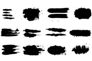 Eroded paintbrush set, brush strokes templates. Grunge design elements for social media. Rectangle text boxes or speech bubbles. Dirty distress texture background. vector