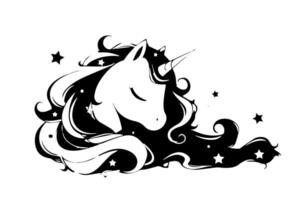 Engraved Unicorn Sketch Mystical Illustration Art. vector