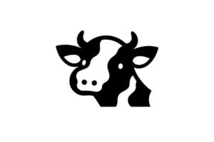 Minimalistic ink silhouette cow logotype,label or emblem design isolated on white background. illustration. vector