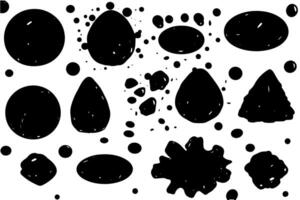 Abstract Black Splash and Splat Background with Ink Blot Texture. vector