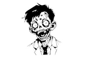 Zombie office worker hand drawn ink sketch. Engraved style illustration. vector