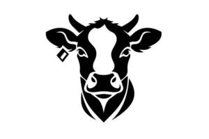 Minimalistic ink silhouette cow logotype,label or emblem design isolated on white background. illustration. vector