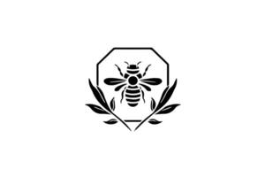 Bee Logo Graphic Design Illustration of Honeycomb Emblem. vector