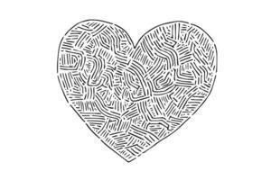 Clásico resumen corazón bosquejo dibujado a mano amor línea icono. vector