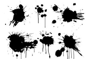 Abstract Ink Splatter Set Grungy Black and White Texture. vector