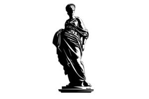 Ancient Greek Statue Vintage Sketch of Mythological Goddess. vector