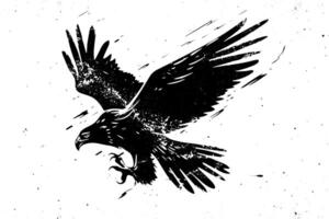 Vintage Eagle Tattoo Illustration Hand-Drawn Bird with Grunge Texture and Cross-Hatch Pattern. vector