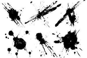 Ink Splatter Set Dynamic Black and White Patterns. vector