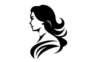 belleza logotipo icono ilustración de elegante mujer silueta. vector