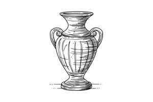 Set of ancient vase hand drawn ink sketch. Engraved style illustration. vector