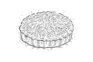 Vintage Pie Sketch Engraved Illustration of Apple Tart. vector