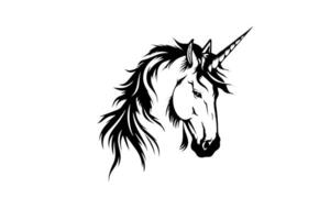 encantador unicornio elegante logo diseño en negro y blanco. vector