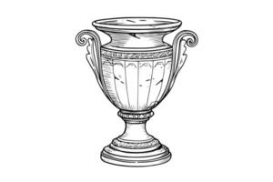 Set of ancient vase hand drawn ink sketch. Engraved style illustration. vector