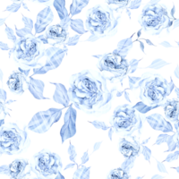 vattenfärg bröllop sömlös mönster med anbud blå ro blomma och löv. png