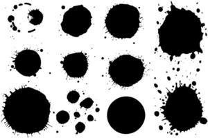 Ink Circle Set Grunge Texture and Abstract Elements in Round Design. vector