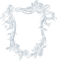 mariage monogramme avec soumissionner bleu des roses fleur et feuilles. illustration png