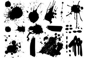 Ink Splatter Set Abstract Splash and Spatter Patterns in Black and White. vector