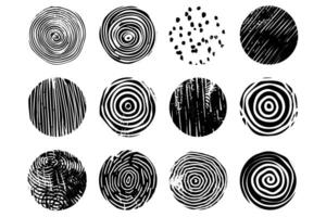 Ink Circle Set Round Shapes and Grungy Borders for Artistic Designs. vector