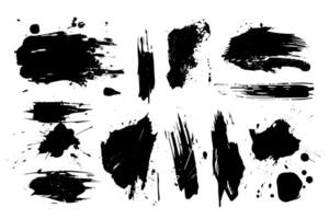 Ink Brush Splash Set Abstract Elements for Grungy Backgrounds and Design. vector