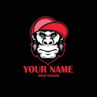 mono mascota logo con béisbol gorra vector