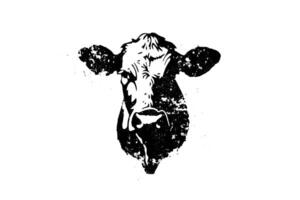 Clásico bosquejo de un de vaca cabeza dibujado a mano ilustración de lechería granja animal. vector