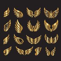 wings different style golden illustration vector