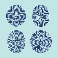 User finger scan icon set. Fingerprint touch biometric id symbol. Modern account thumbprint identification security sign collection. User recognition scanner badge vector