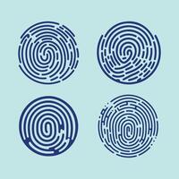 User finger scan icon set. Fingerprint touch biometric id symbol. Modern account thumbprint identification security sign collection. User recognition scanner badge vector