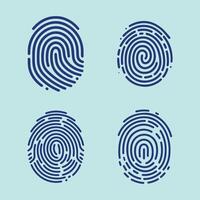 User finger scan icon set. Fingerprint touch biometric id symbol. Modern account thumbprint identification security sign collection. User recognition scanner badge vector