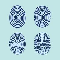 User finger scan icon set. Fingerprint touch biometric id symbol. Modern account thumbprint identification security sign collection. User recognition scanner badge vector