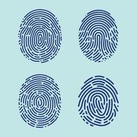 User finger scan icon set. Fingerprint touch biometric id symbol. Modern account thumbprint identification security sign collection. User recognition scanner badge vector